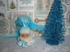 Vintage S.H.E. DAM Pencil Top Topper Troll Doll 1-1/2 New Sheep Fur, Eyes, Dress