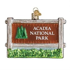 Old World Christmas Acadia National Park Sign Glass Ornament 36190 FREE BOX New