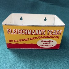 Vintage Fleischmann's Yeast Advertising Tin Wall Hanging Storage Box ~ USA