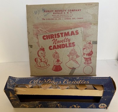VINTAGE Gurley Candle Christmas EMPTY BOXES Nice graphics Santa Claus Angel