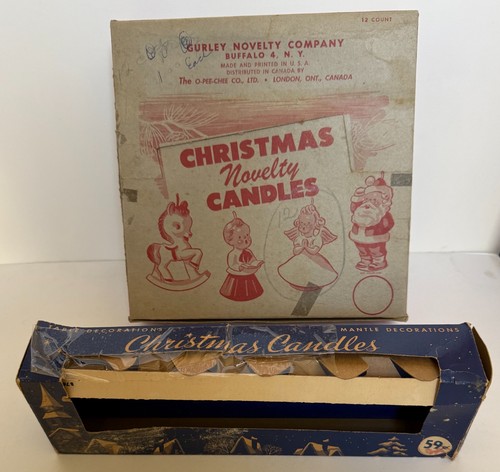 VINTAGE Gurley Candle Christmas EMPTY BOXES Nice graphics Santa Claus Angel
