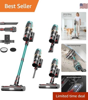 Cordless Vacuum Cleaner with 580W Suction & 65 Min Runtime - Pet Hair Essential