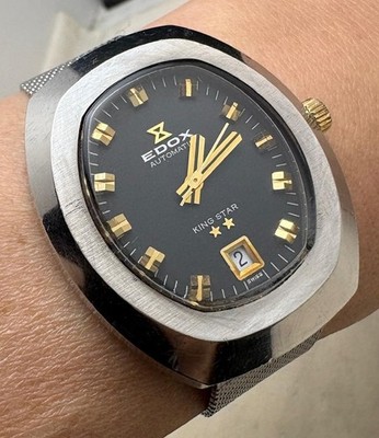 Vintage 1970s EDOX Kingstar Automatic Date MensWatch