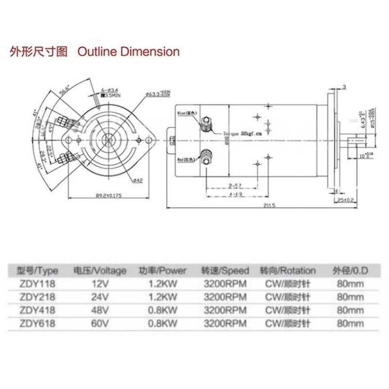 800W 1200W DC 12V/24V Motor Hydraulic Pump Lifting Platform Power Unit Motor - Image 4 of 4
