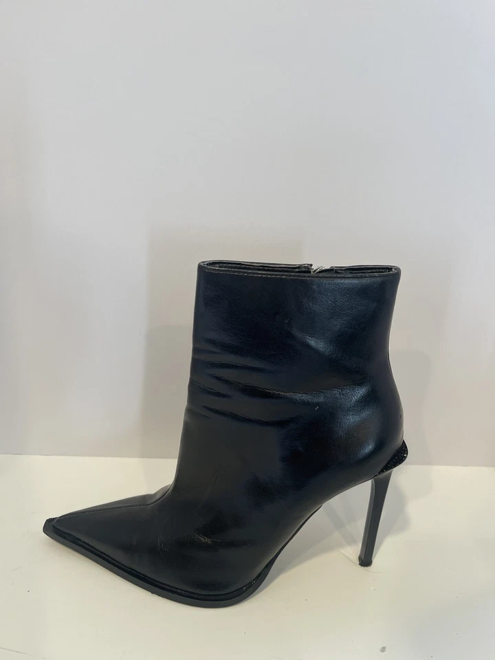 Zara Botines Negro Stiletto Cuadrado Top Tacones Botas EU 39 US 8 Foto 2 de 4