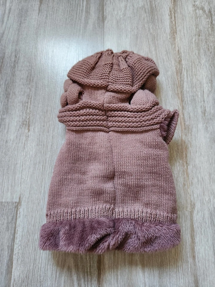 Winter Knit Balaclava Beanie Hat Purple Warm Cycling Ski Mask Fleece OS EUC - Image 4 of 4