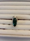 Vtg Sterling Silver Green Stone Ring STAMPED 925 - Size 9- (adjustable)