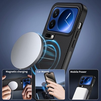For XiaoMi 17 Pro Max, Luxury Business Carbon Fiber Magnetic Soft Cover Case