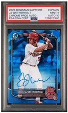 2025 Bowman Sapphire JJ Wetherholt Chrome Prospect Blue /199 PSA 9 Auto PSA 10