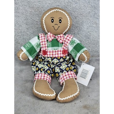 Herco Country Shop Gingerbread Man Plush Doll Christmas Holiday Decor 10.5''