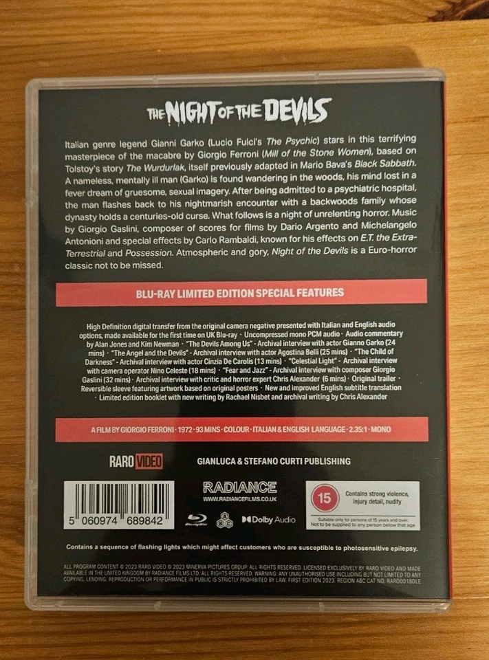 The Night Of The Devils Blu-ray Limited Edition. Raro Video. Radiance. - Image 2 of 3