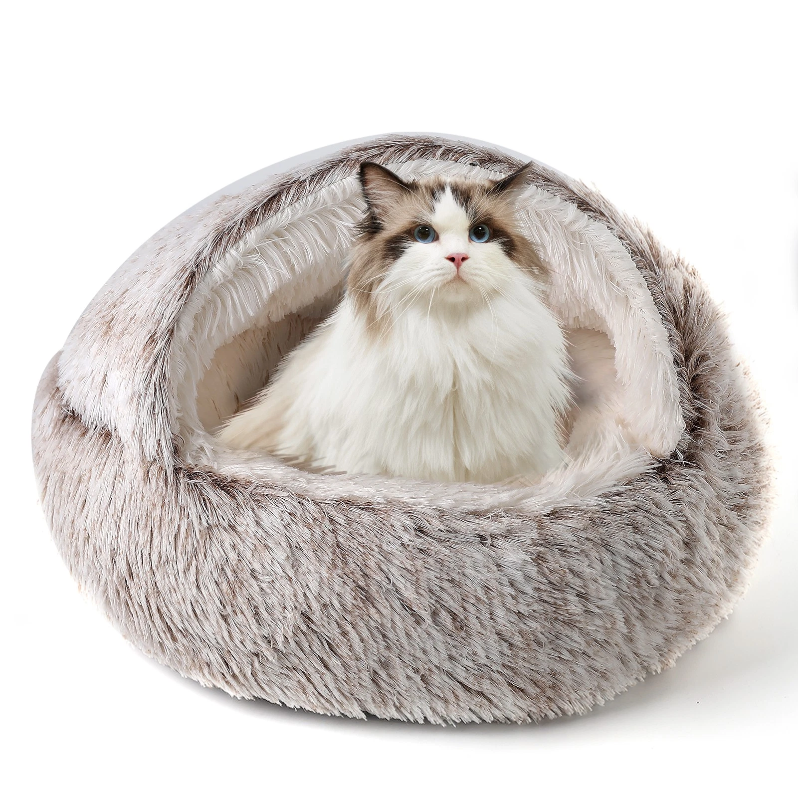 CATISM Soft Plush Cat Bed Warm Winter Comforter Semi-Enclosed Nest Pet Supplies