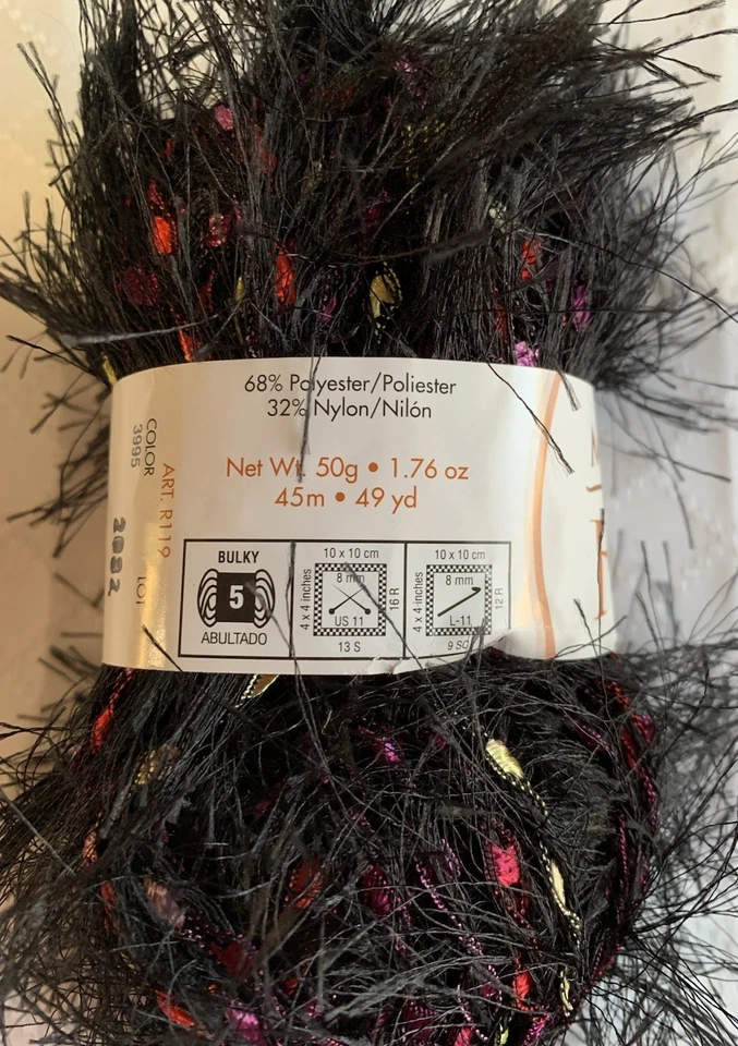MODA DEA Fur Ever Yarn - Lot Of 2 - Black Gem - 1.76 Oz/49 Yds Each - Image 2 of 4