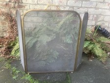 Antique Brass Fire Guard Folding Screen Genuine Vintage Victorian