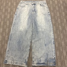 Women  s Light Wash Wide Leg Jeans High Rise Blue Denim Pre-Owned