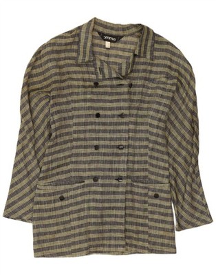 Comma, Womens Double Breasted Blazer Jacket UK 14 Large Yellow Check Wool AE18