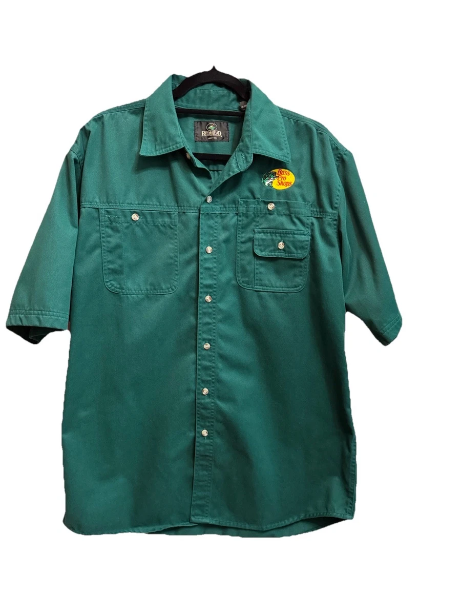 Chemise RedHead Bass Pro – Homme – Vert Olive, Manches Courtes, Taille L – Occasion TB