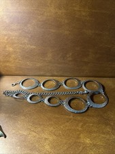 Vintage 70  s Silver Chain Belt Circle Adjustable Clip Silver Tone 42  