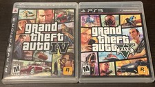 Lot of 2 Grand Theft Auto IV GTA 4 & V GTA 5 PS3 - Tested