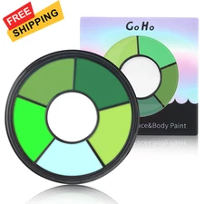 Go Ho 6 Colors Green Face Body Paint,Cream Washable 6 Makeup 