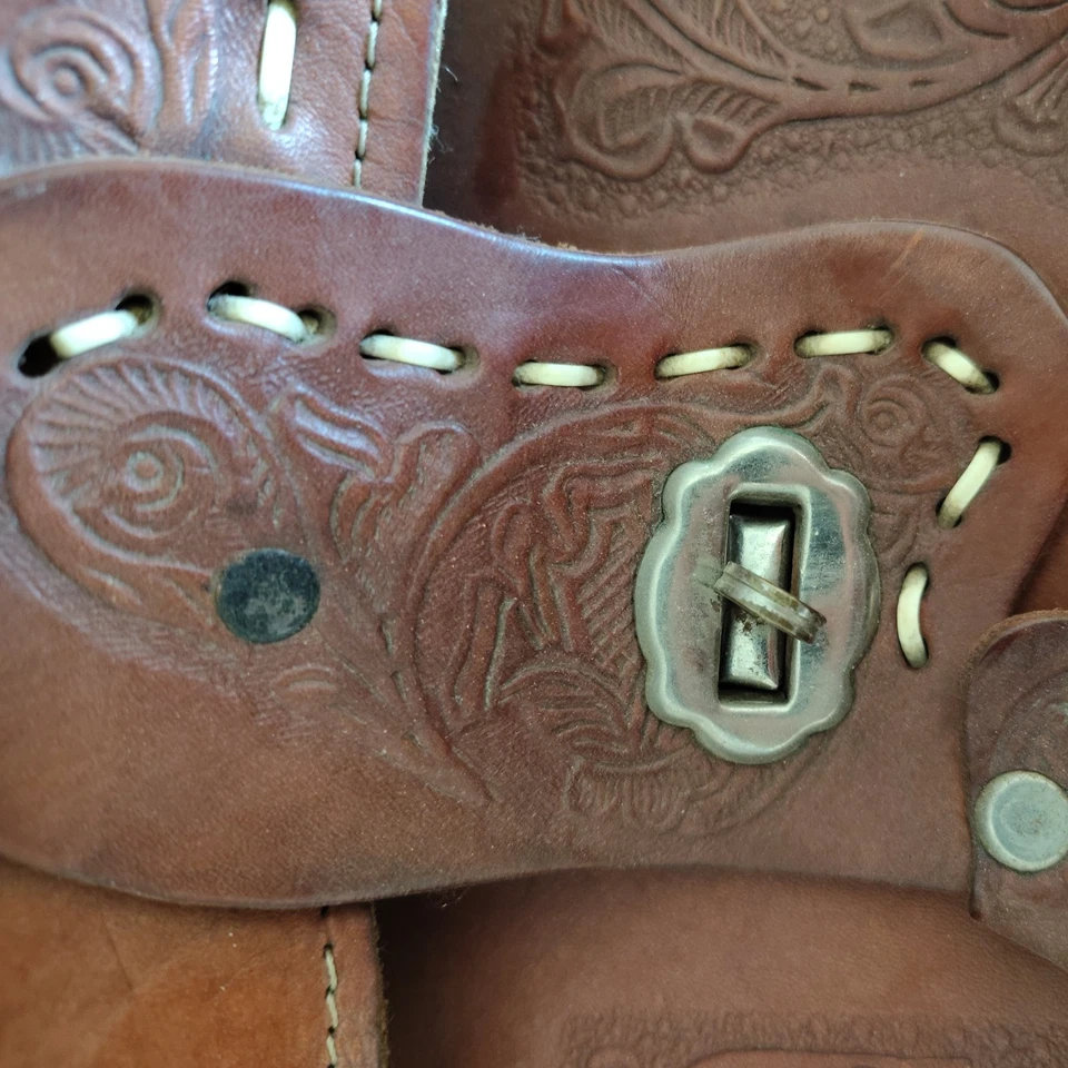 Vtg Hand Tooled Leather Saddle Purse Carved In Mexico Equestrian West - Image 2 of 4