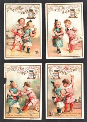 The Quarrels Of Dolls 4 Very Rare French S275 Liebig Trade Cards 1890 Victorians
