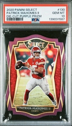 Patrick Mahomes 2020 Select Die Cut Premier Level Purple Prizm #130 PSA 10