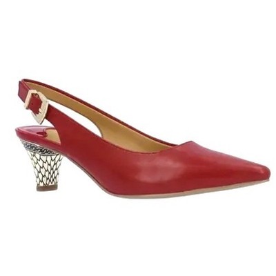 NIB J. Renee Mayetta Red Pearlized Patent Slingback Heels Size 8W Wide