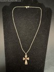 18" Sterling Silver Chain Filigree Cross Pendant Necklace with Garnet Center — photo 6