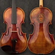 A30PRO Master Antique Strad Style Carved Lion King Violin 4/4 European Wood Rich