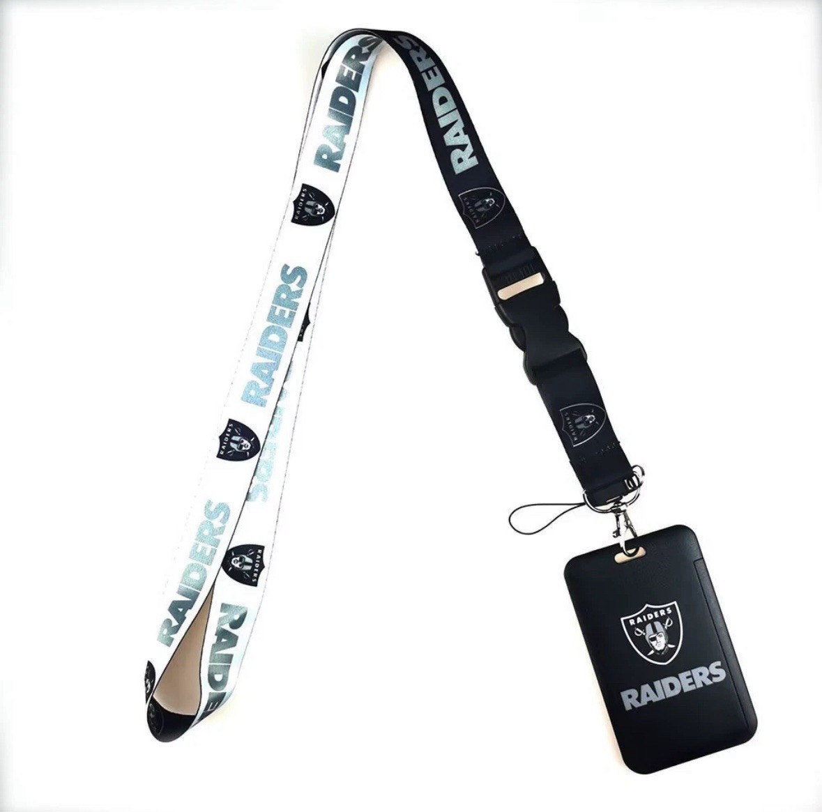 Las Vegas Raiders Nation NFL Lanyard ID Badge Holder Reversible Fast Shipping