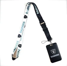 Las Vegas Raiders Nation NFL Lanyard ID Badge Holder Reversible Fast Shipping
