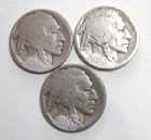 !! RARE Key Date Set  1913-S Type 2 + 1915-s + 1921-s Buffalo Nickels Acid Dates