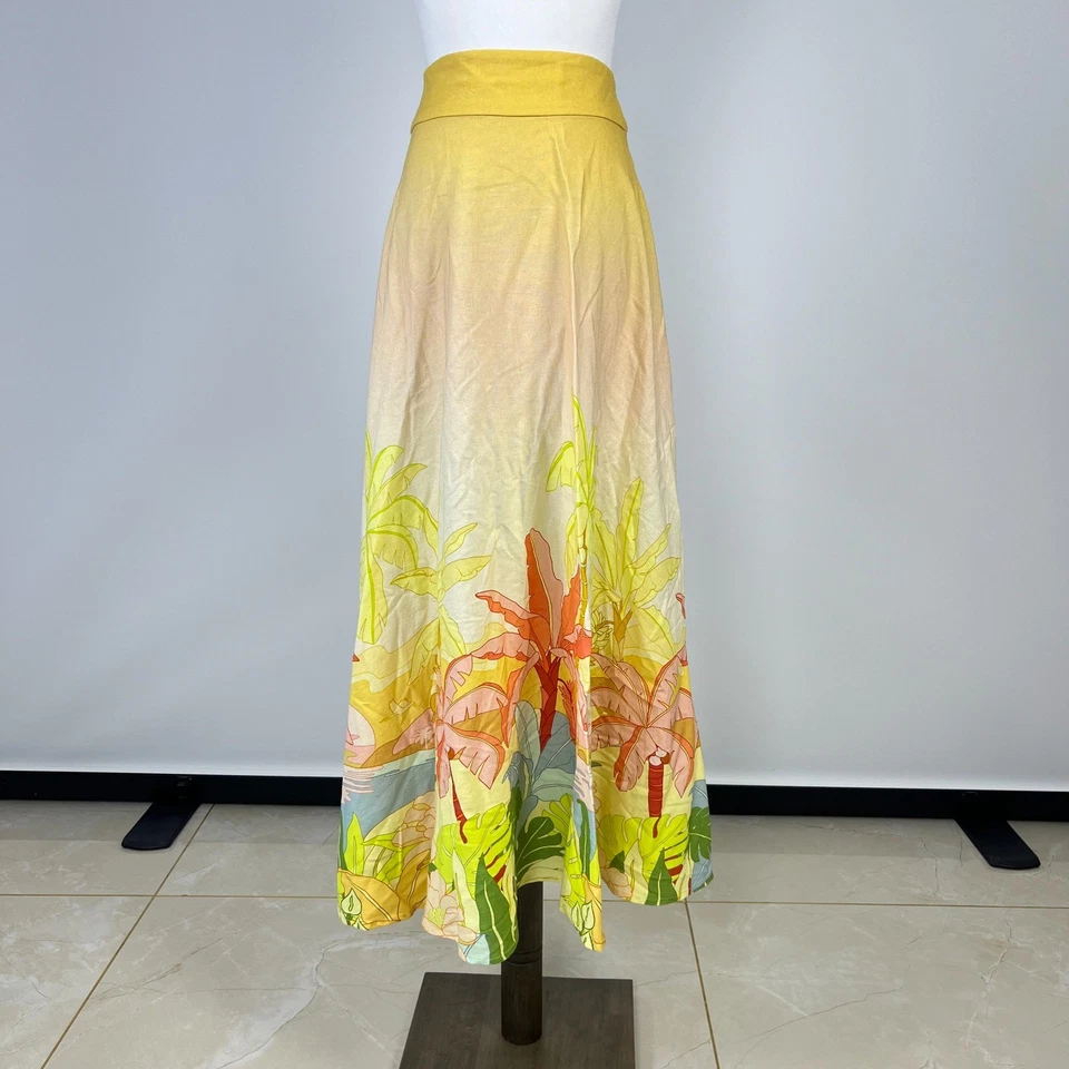 Falda midi floral de mezcla de lino Farm Rio talla XS multicolor nueva sin etiquetas Foto 2 de 4