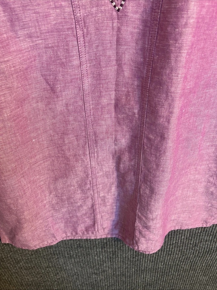 Camisa túnica Eddie Bauer para mujer mezcla de lino talla grande púrpura bordada boho Foto 4 de 4