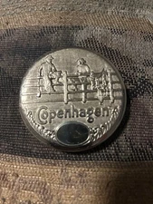 Copenhagen Brushed Nickel Lid 1993 2 Cowboys on Fence