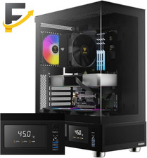 ATX Mid Tower Computer Case with Tempered Glass Gaming PC Case W/Temperature