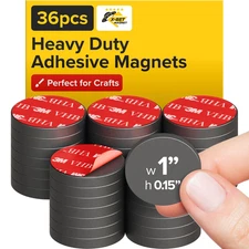 Strong Ceramic round Magnets with Adhesive Backing (1X0.15"/25X4Mm, 36 Pcs) - He