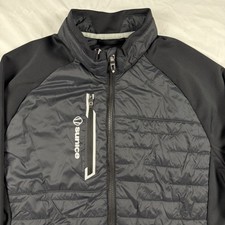 Sunice Men’s Medium Hybrid Full Zip Jacket Black Stretch Golf Lightweight Coat