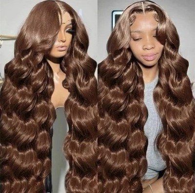 Schokoladenbraune Lace Front Perücke Echthaar Körperwelle 30 cm Brazilian Remy Wig