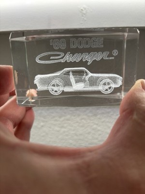 3D Laser Etched Crystal 1969 Dodge Charger Display Block