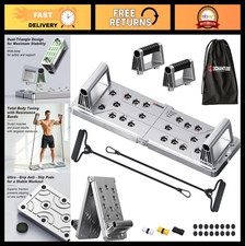 Heavy Duty Push Up Board with Resistance Bands - Color-Coded Home Gym Equipment,