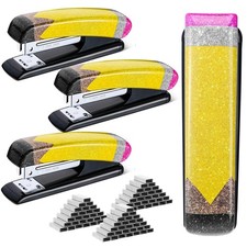 4 Pcs Teacher Appreciation Gift Set Glitter Pencil Stapler Ballpoint Pens Off...