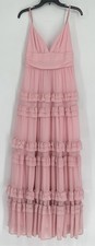 Lulus Womens Maxi Dress Medium Pink Chiffon Ruffle Feminine NWT Spag Strap