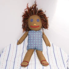 Vintage Rag Doll with Olive Brown Skin & Auburn Hair with Glitter