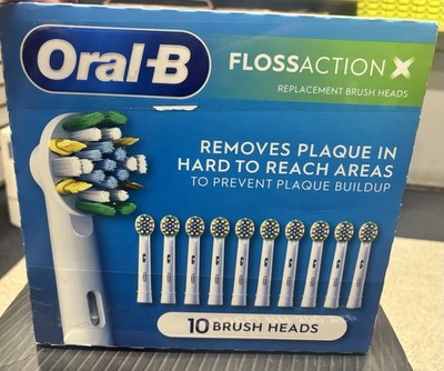 Oral-B FlossAction X 10 Replacement Brush Heads Tooth Remove Plaque Dental Clean