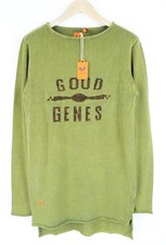GOOD GENES Men Jumper M Green Pure Cotton Knitted Logo Long Sleeved Sweater