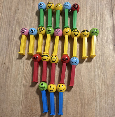 PEZ Candy Dispensers Lot of 21 Smiley Face Cartoon Character Heads Mixed