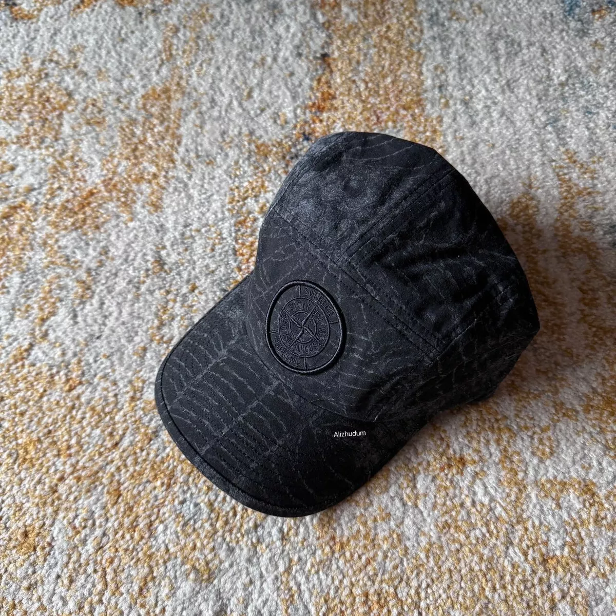 SUPREME FW23 STONE ISLAND CAMP CAP SPIDER WEB BLACK PATCH SUPREME FW23 STONE ISLAND CAMP CAP SPIDER WEB BLACK PATCH