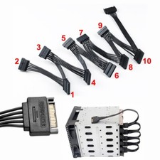 SATA Power 15Pin 1 Male to 10 Female Extension SSD HDD Hard Drive Splitter Cable